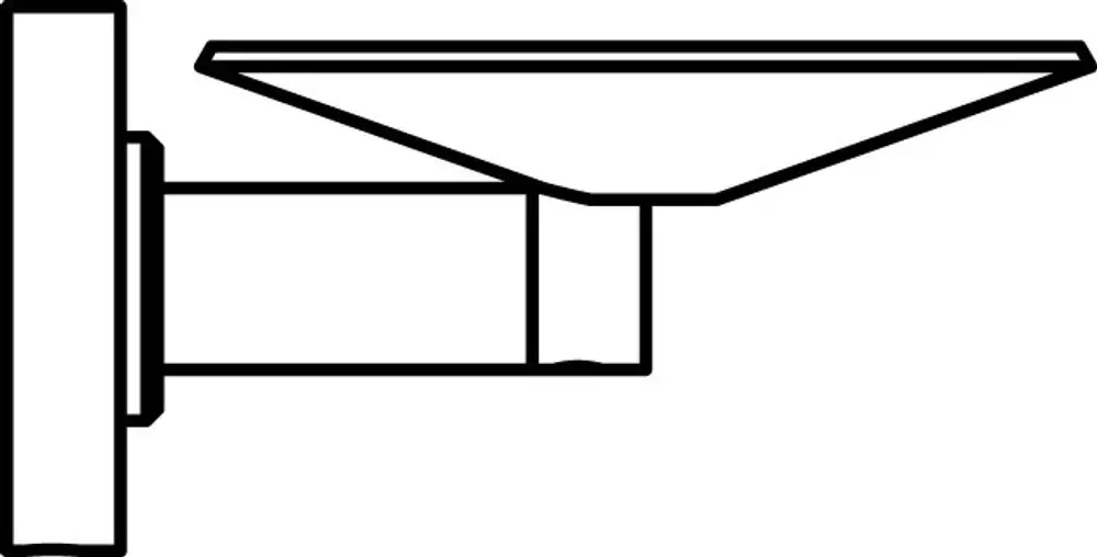 Seifenschale in Chrom mit flachem, breitem Design, montiert auf einem Wandarm. Ideal Standard-Produkt, geeignet für Badezimmeranwendungen.